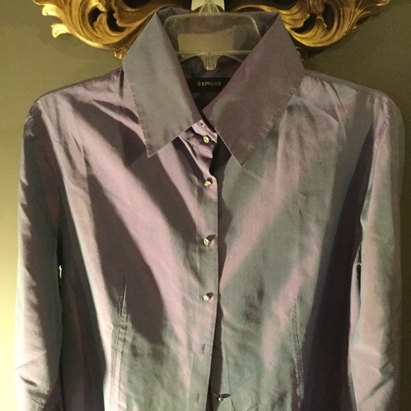STUNNING IRIDESCENT EXPRESS FITTED SHIRT NWOT - Picture 1 of 8